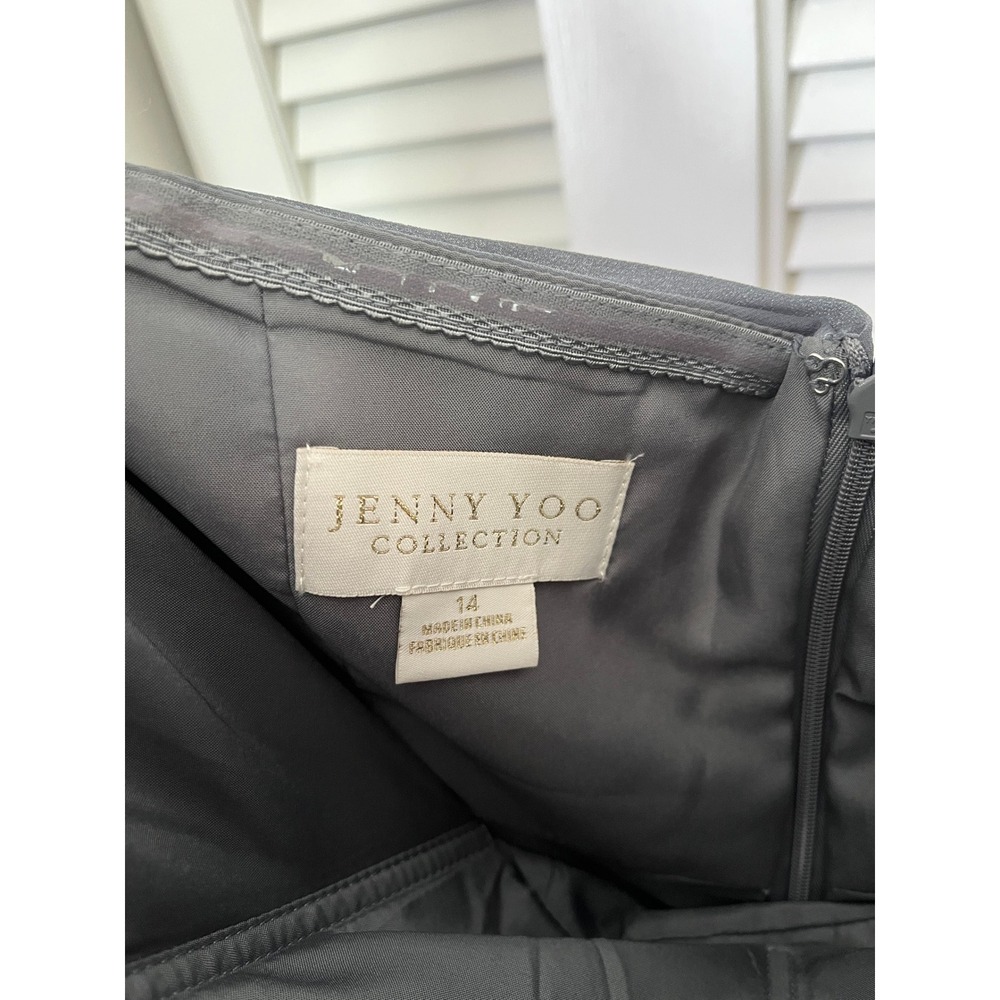 NWT Jenny Yoo Mira Convertible Pleated Strapless Chiffon Gown Denmark Blue Sz 14 - Picture 10 of 13